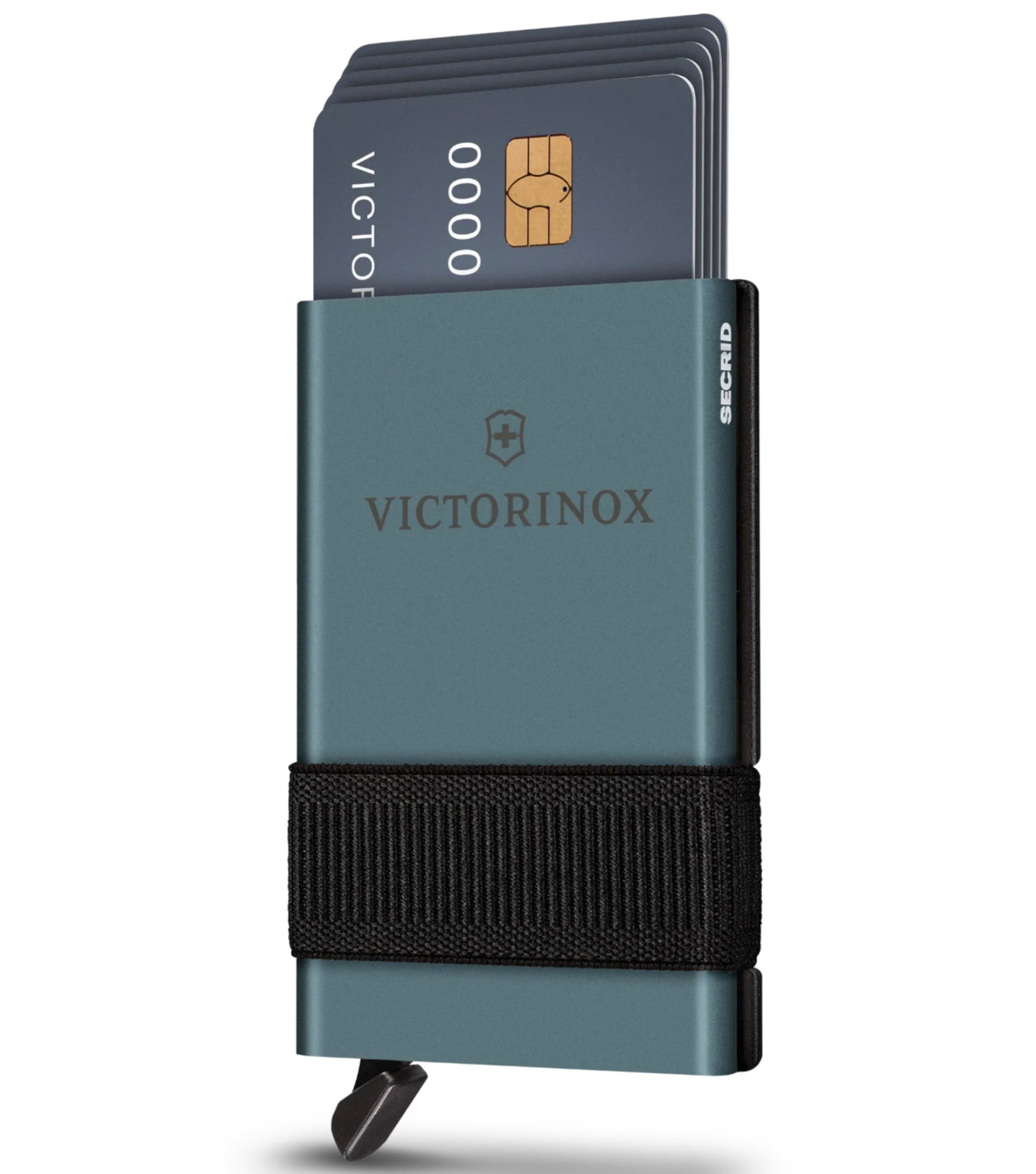 Stores up to six cards and has a unique patented mechanism to slide cards in and out quickly and easily when paying