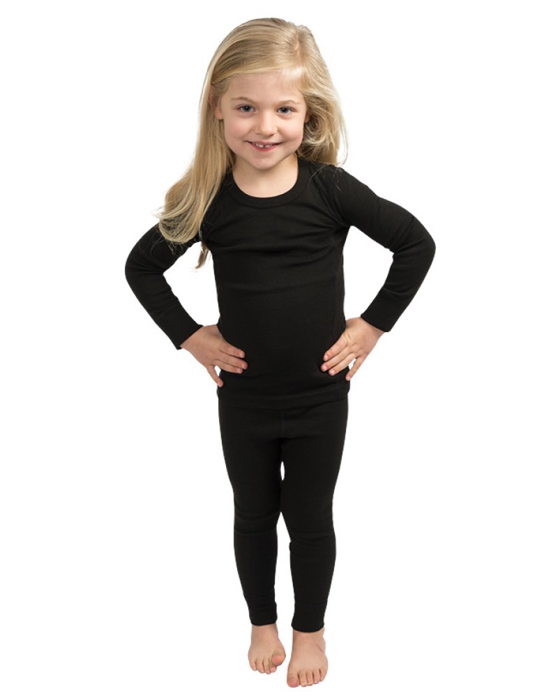 360 Degrees : Kids Polypro Active Thermal Bottoms - Medium Size 6 - 8 / Black