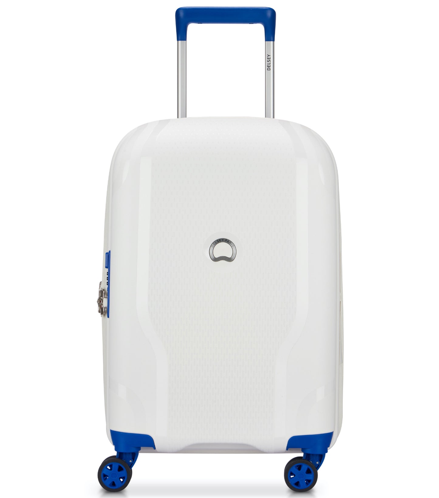 Delsey Clavel 55cm 4 Dual-Wheeled Expandable Cabin Case - White / Blue