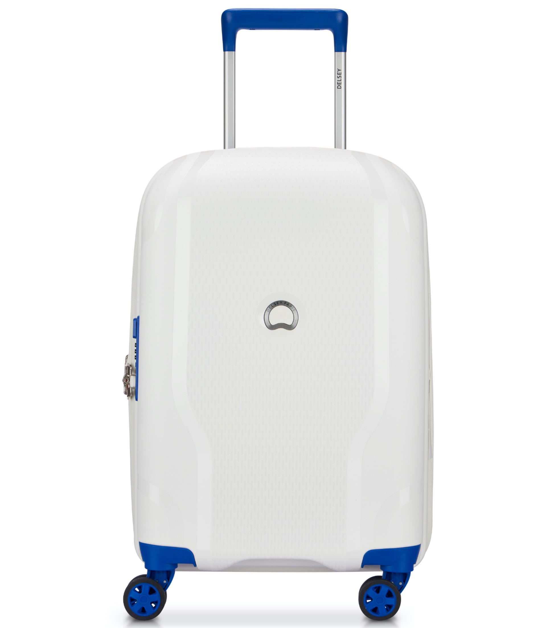 Delsey Clavel 55cm 4 Dual-Wheeled Expandable Cabin Case - White / Blue