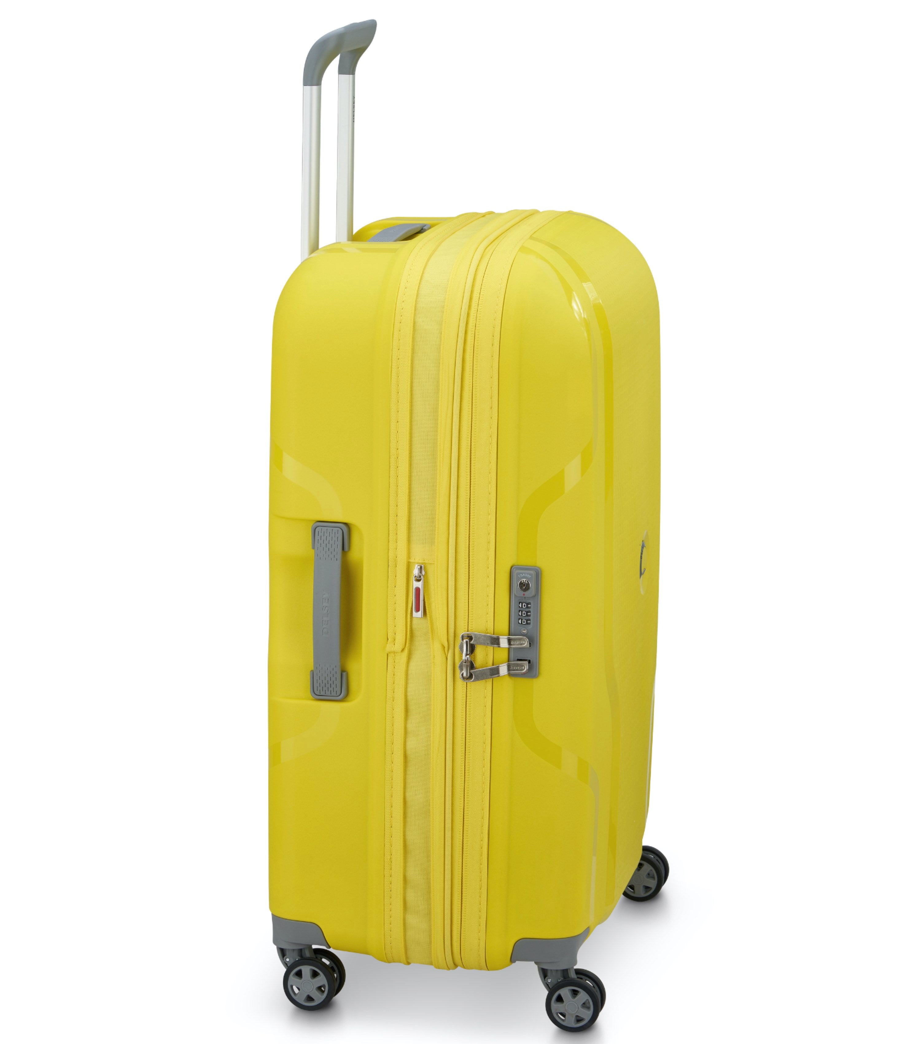 Delsey Clavel 70 cm 4 Dual Wheeled Expandable Suitcase Bright Yellow Travel Universe