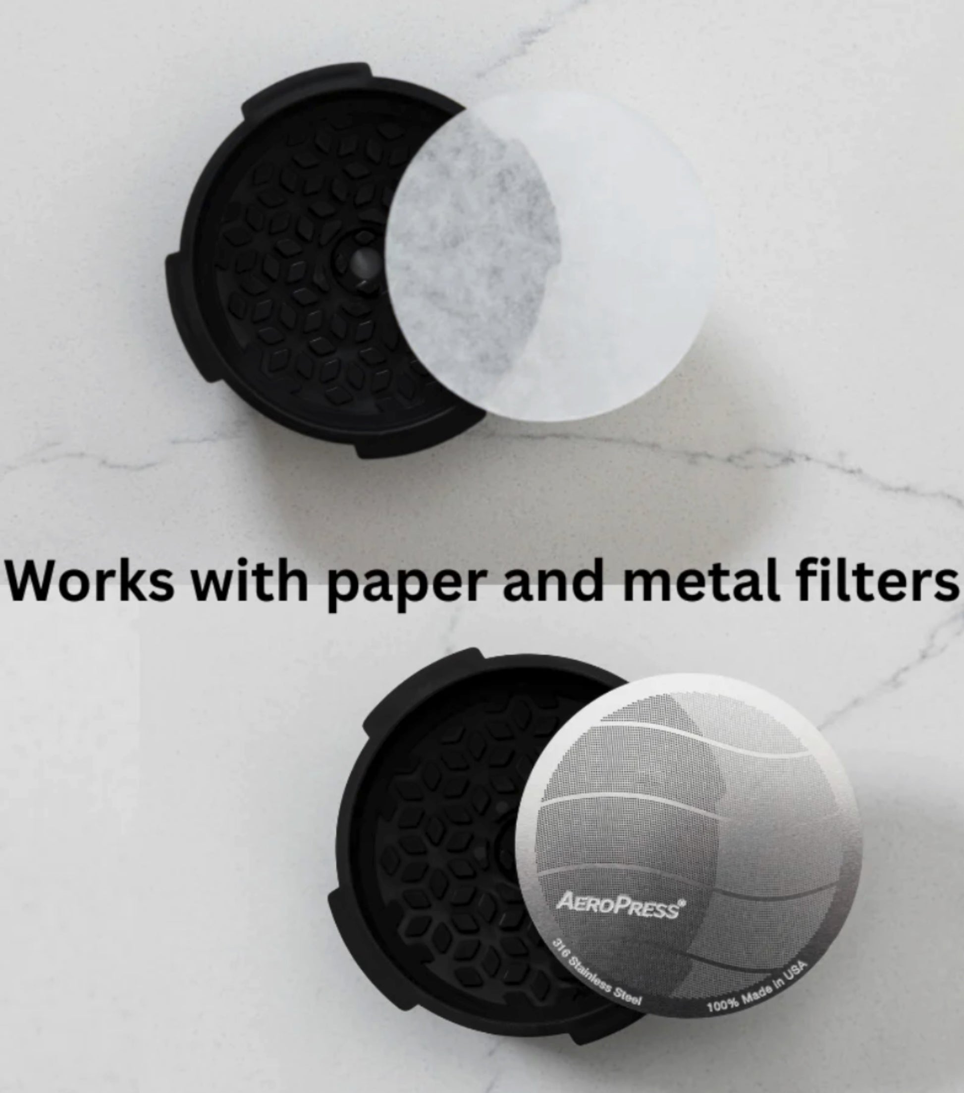 Compatible with AeroPress metal and paper filters