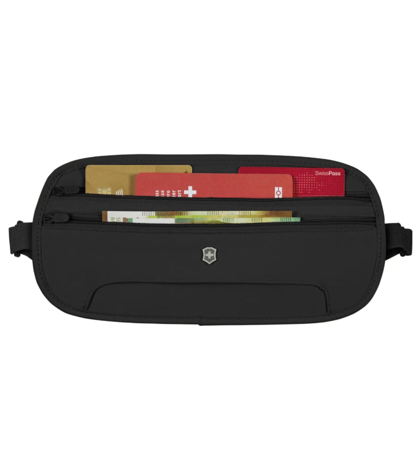 Includes two large full-length zippered pockets to store tickets, passport and most sizes of currency