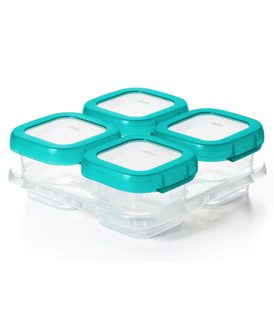 OXO Tot Baby Blocks Freezer Storage Container 4 Piece Set - Teal