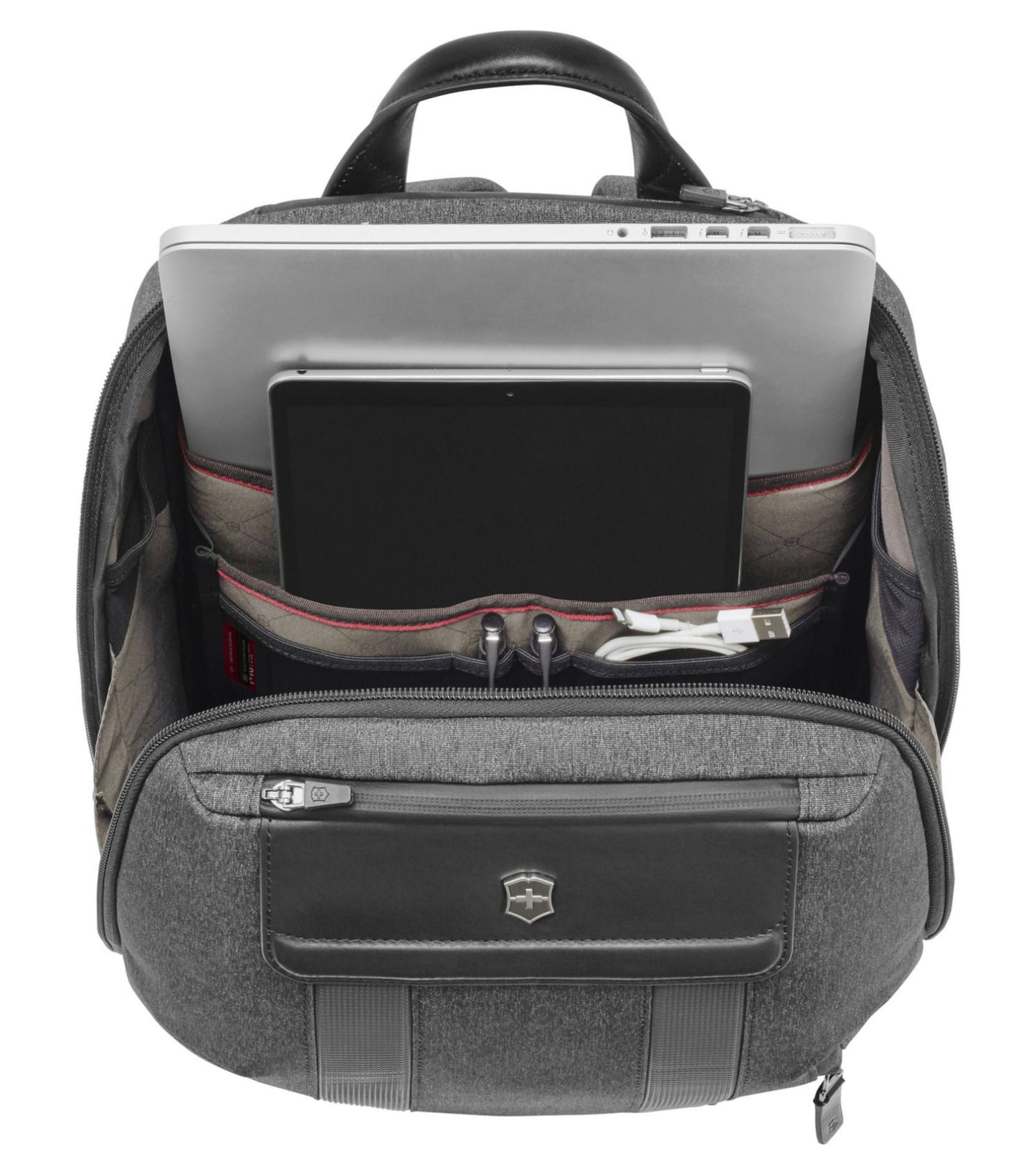 14" laptop and tablet pocket at rear of backpack