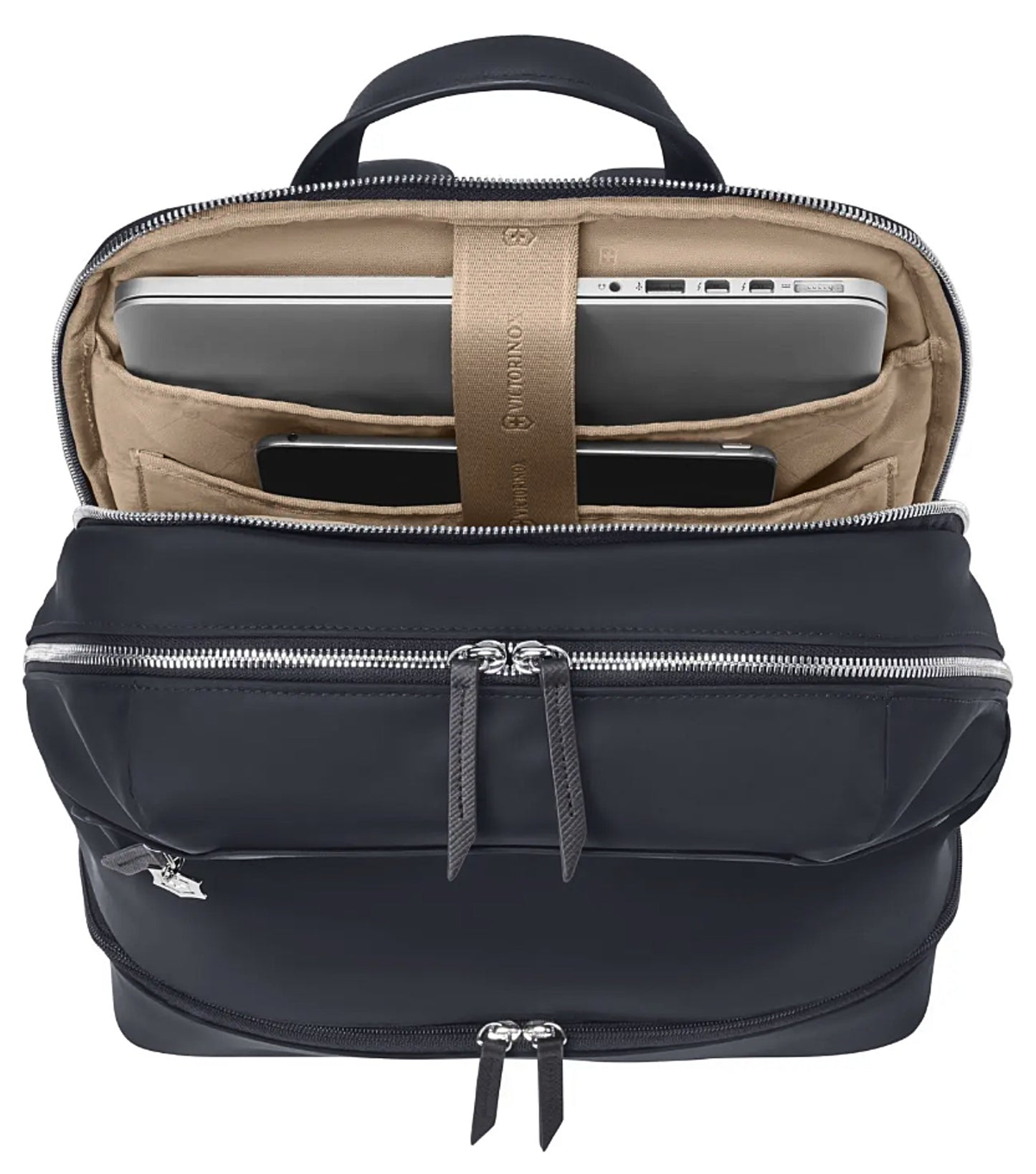 15" laptop and 10" tablet pocket at rear of backpack