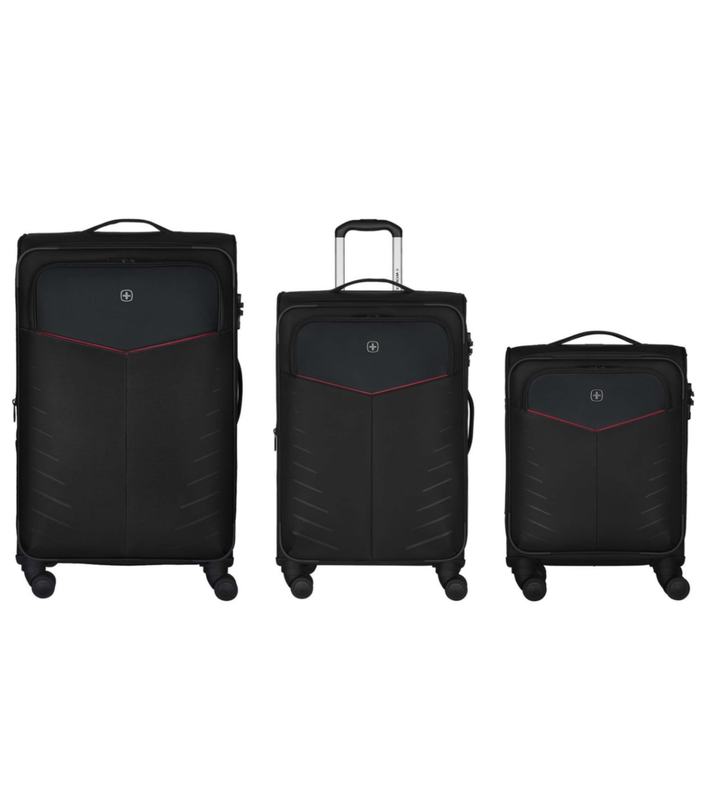 Wenger Syght Softside 4-Wheel Expandable Luggage Set of 3 - Black (Small, Medium and Large)