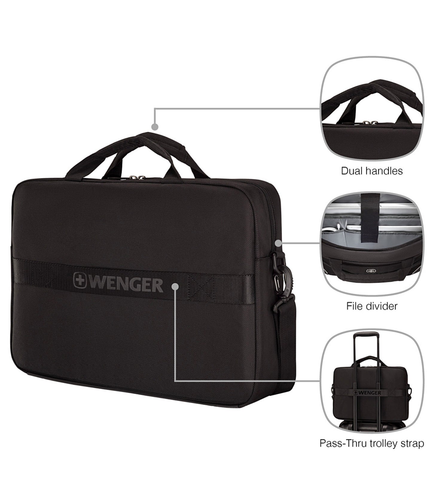 Wenger XE Compact 16" Laptop Briefcase with Tablet Pocket - Black