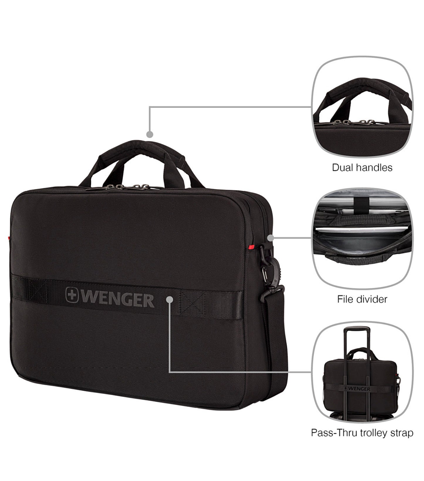 Wenger XE Brief 16" Laptop Briefcase with Tablet Pocket - Black