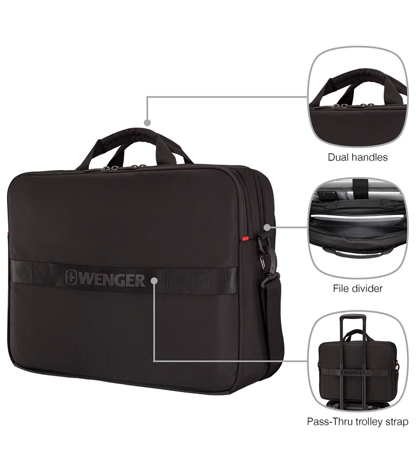 Wenger XE Brief 17" Laptop Briefcase with Tablet Pocket - Black