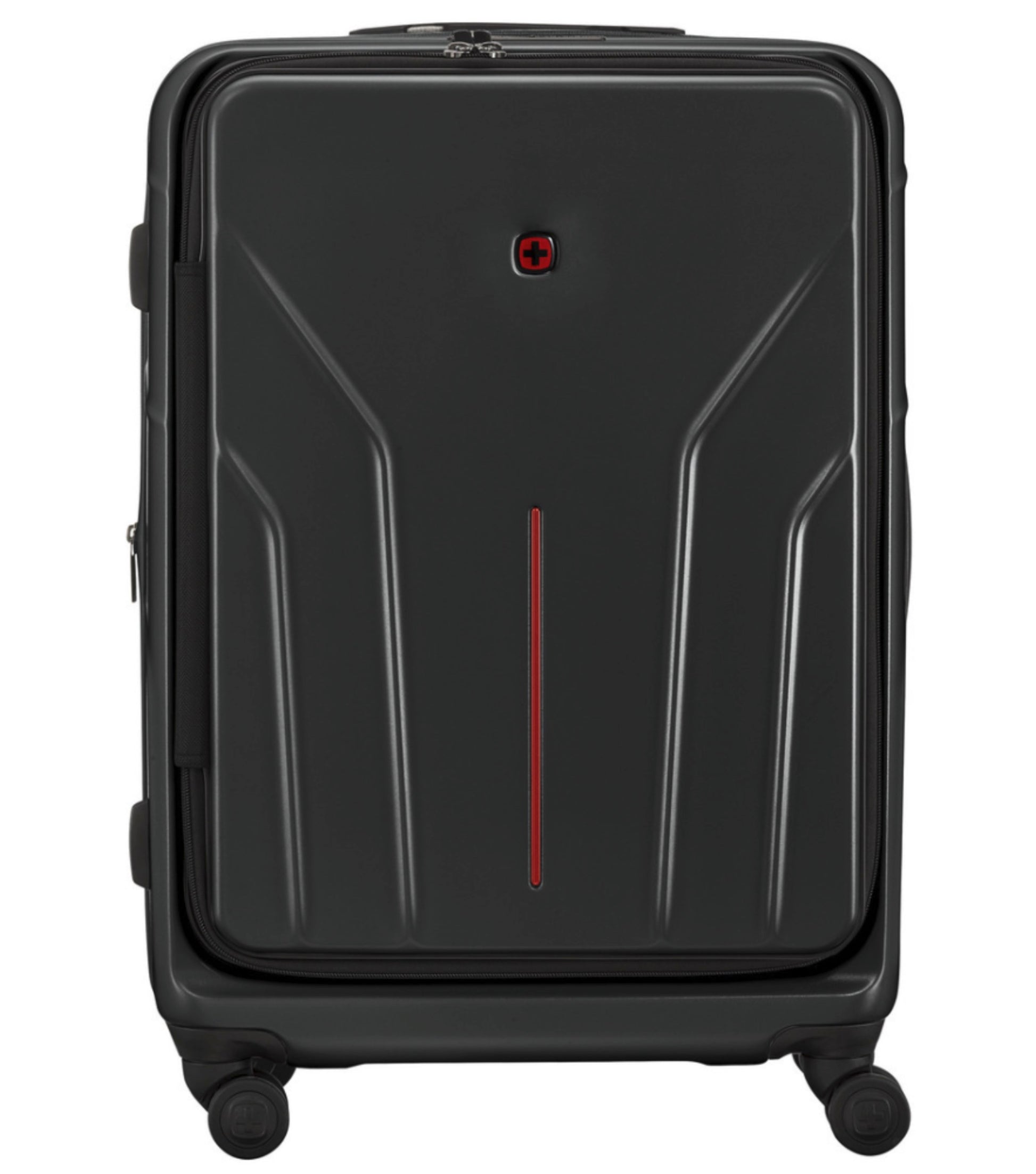 This practical hardside luggage features a front access design for effortless packing