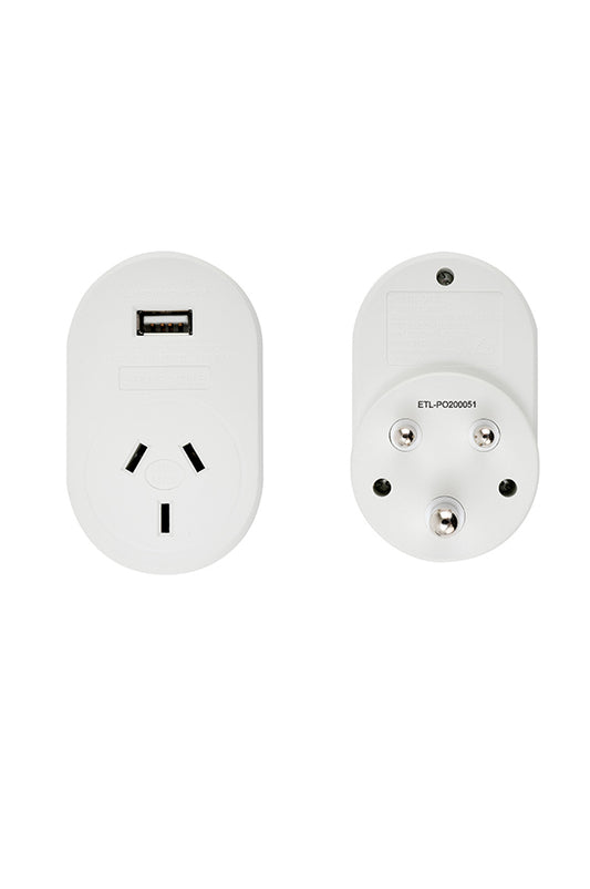 Samsonite Electrical Adaptor with USB - Australia to India - White