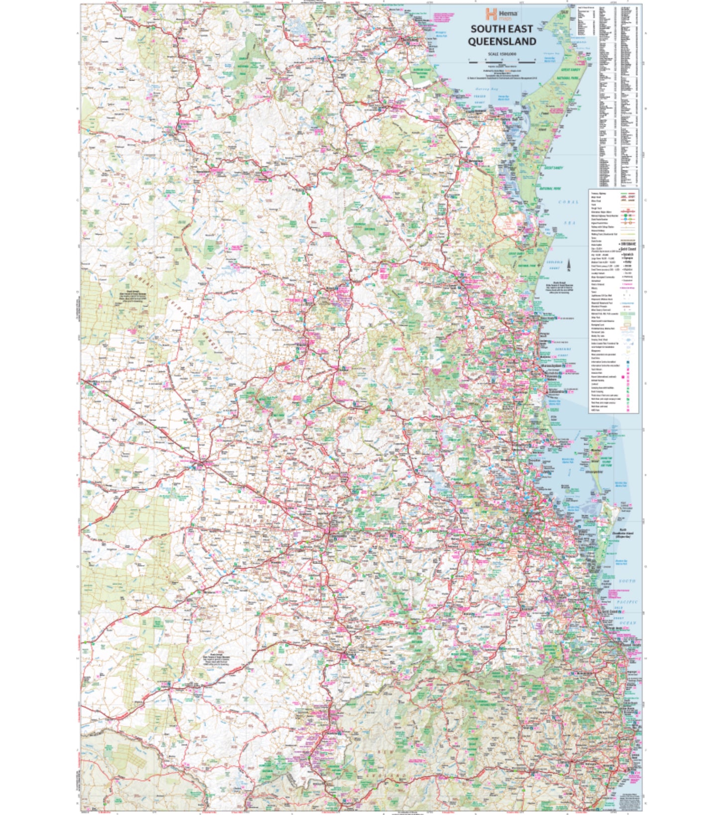 A regional map of South East Queensland that stretches from the New South Wales-Queensland border to past Bundaberg