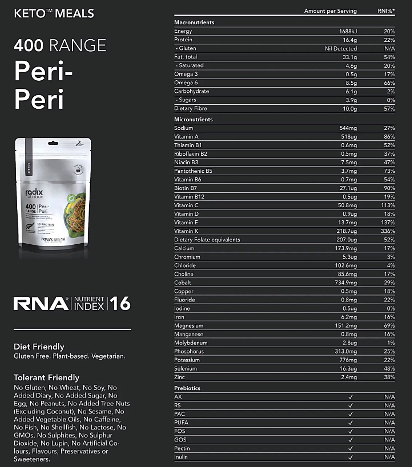 Radix Nutrition Keto Meal Peri-Peri (Plant Based) - 400 kcal