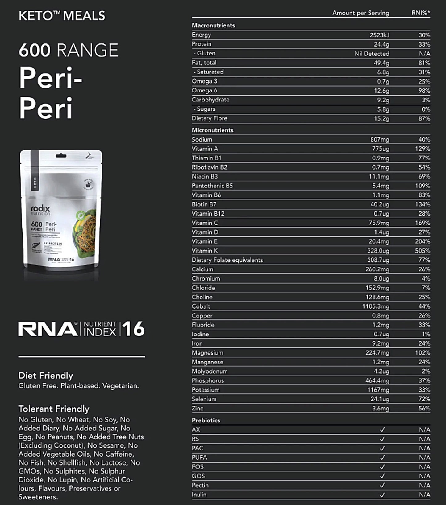 Radix Nutrition Keto Meal - Peri-Peri (Plant Based) - 600 kcal