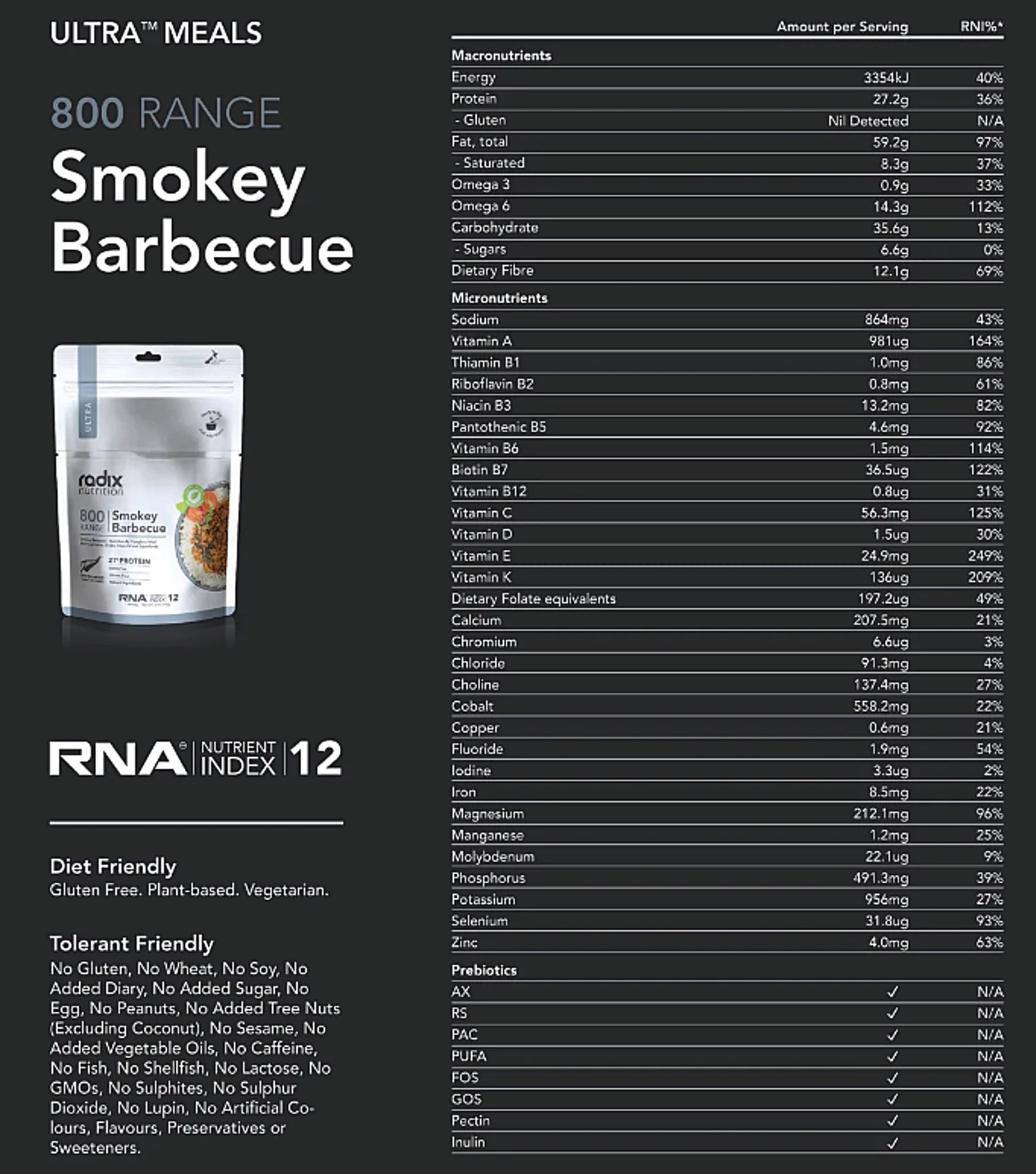 Radix Nutrition Ultra Meal Smokey Barbecue (Plant Based) - 800 kcal