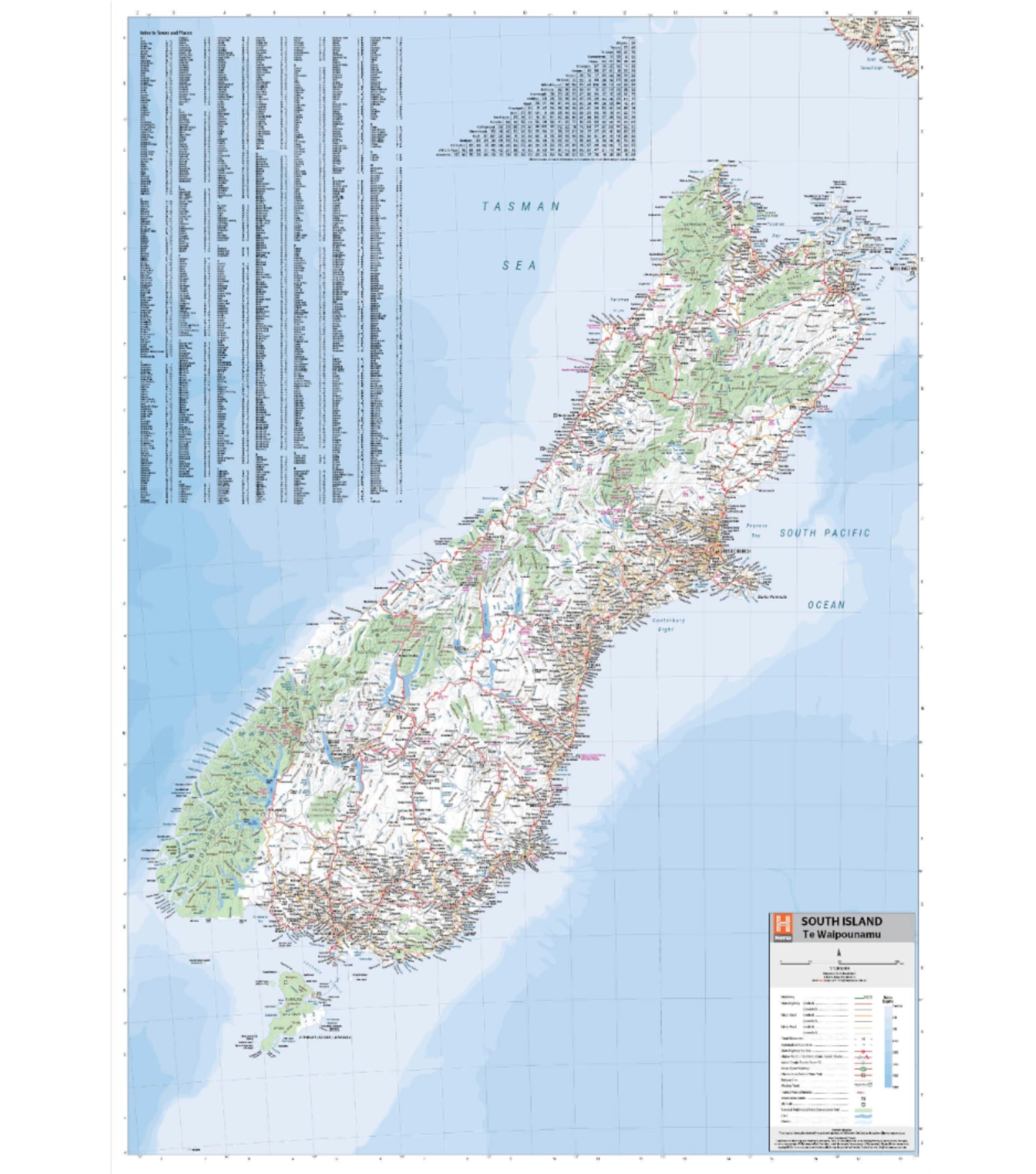 Hema South Island New Zealand Map (Te Waipounamu) - Edition 8