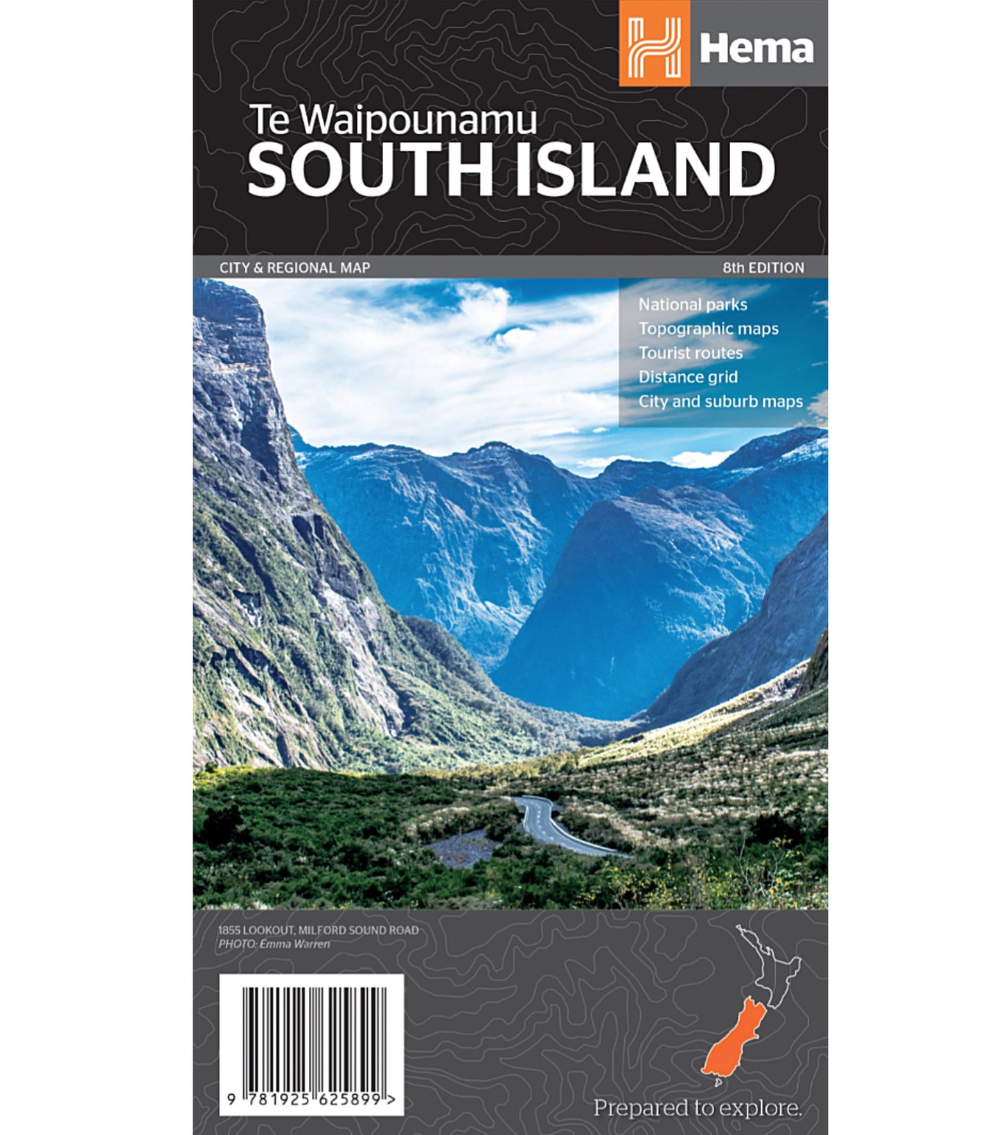 Hema South Island New Zealand Map (Te Waipounamu) - Edition 8