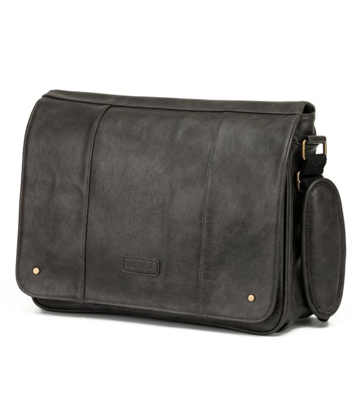 Tosca Vegan Leather 13" Laptop Messenger Bag - Ash Black