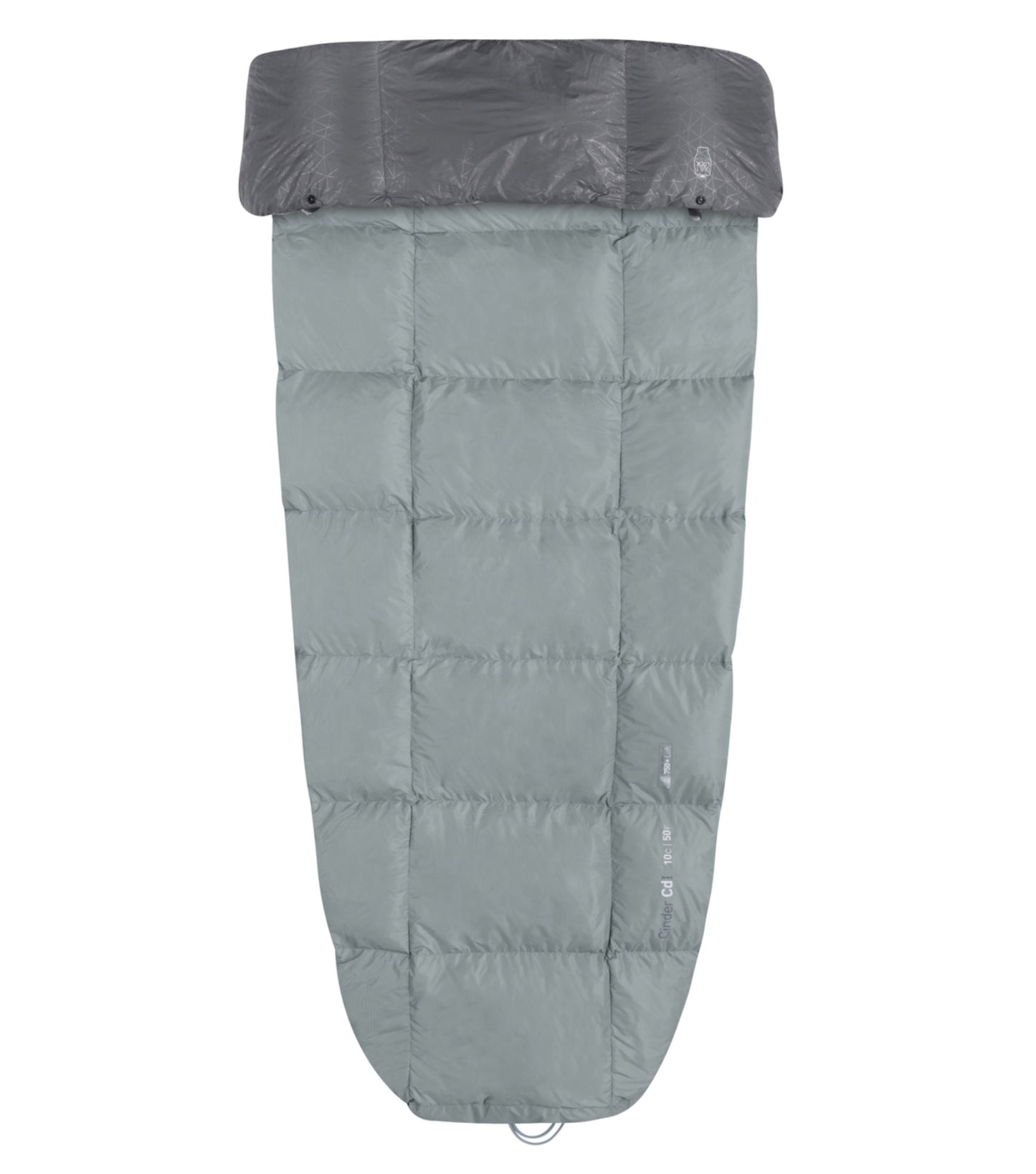 Sea to Summit Cinder Cd1 - Down Integrated Sleeping Quilt - Long - Pale Grey / Dark Grey