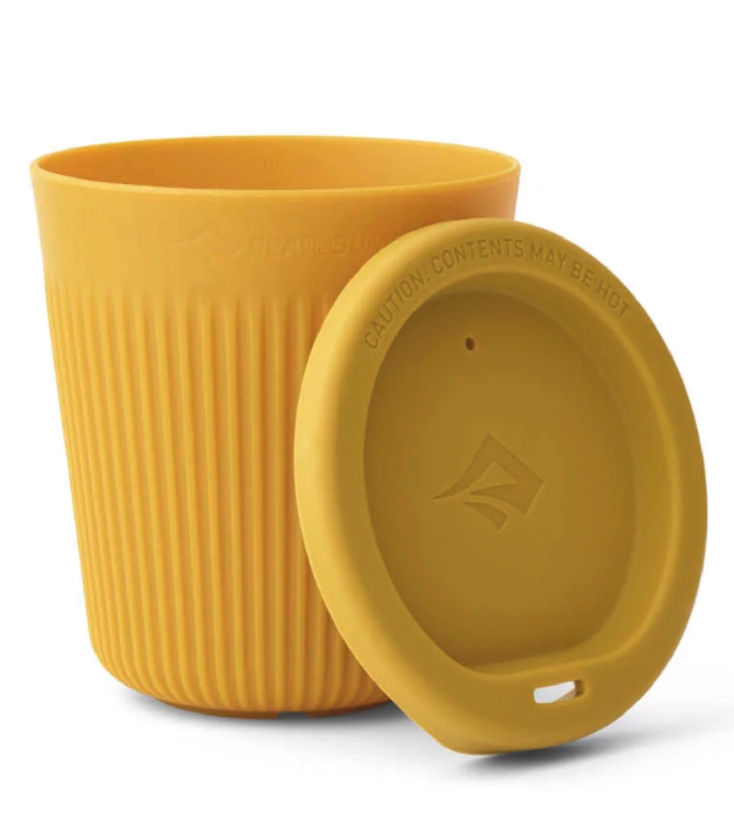 Silicone sipping lid conveniently folds inside the cup to save space