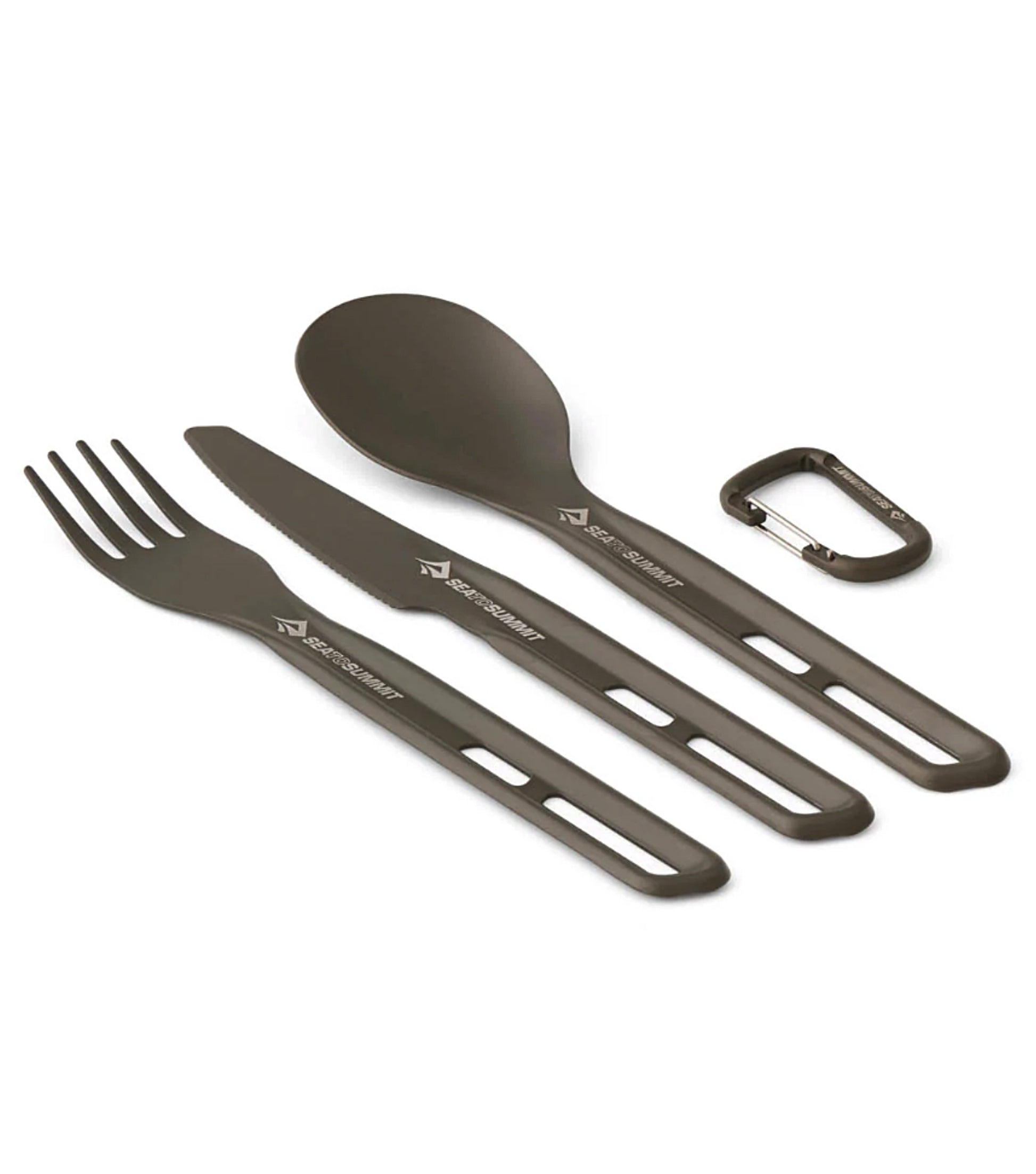 Light-but-strong knife, fork and spoon made of hard-anodised aircraft-grade aluminium