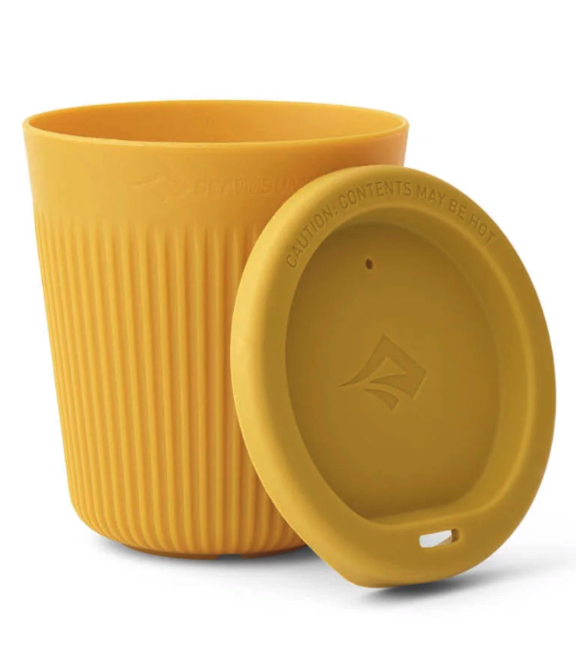 Silicone sipping lid conveniently folds inside the cup to save space