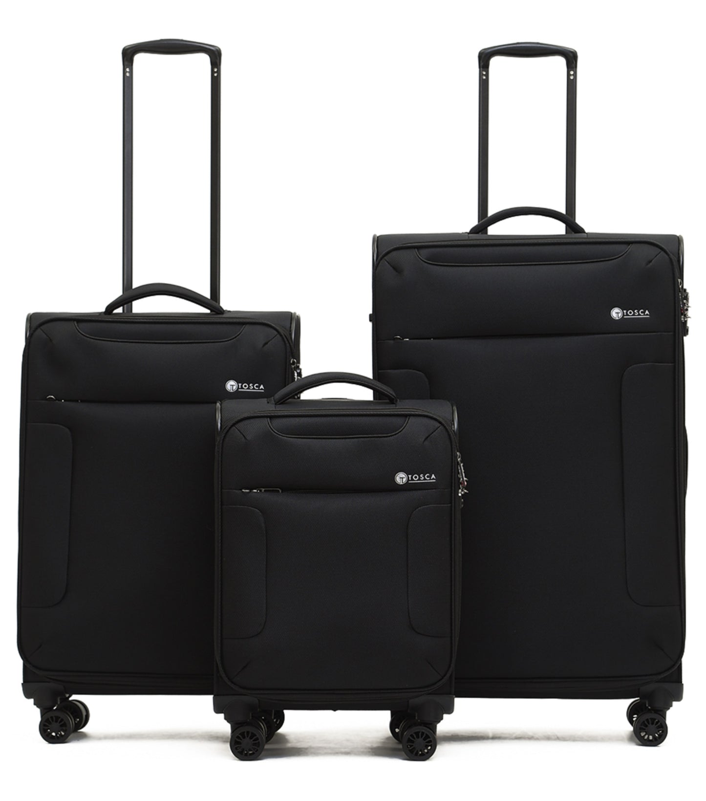 Tosca SO LITE 3.0 - 4-Wheel Spinner Case Set of 3 - Black (Small, Medium and Large)