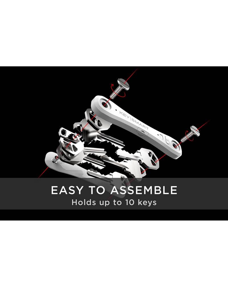 KeySmart Pro Key Holder with Tile Smart Location Tracking - Holds Up to 10 Keys - White