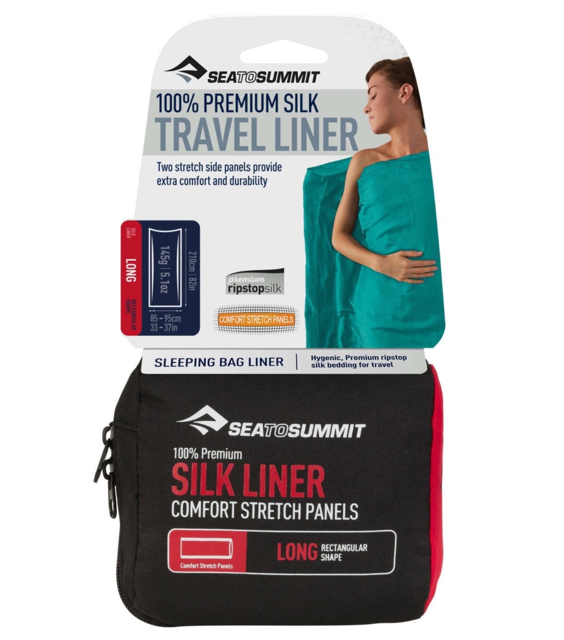 Sea to Summit Travel Sleep Liner : Silk Liner Stretch Long - Navy