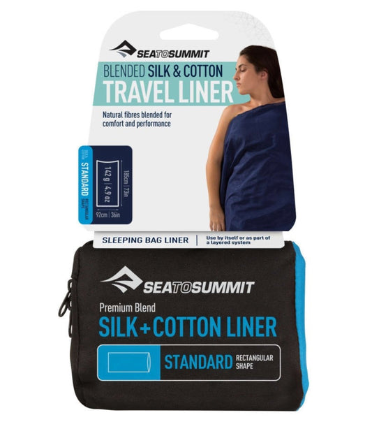 Sea to Summit Travel Sleep Liner : Silk and Cotton Standard - Navy