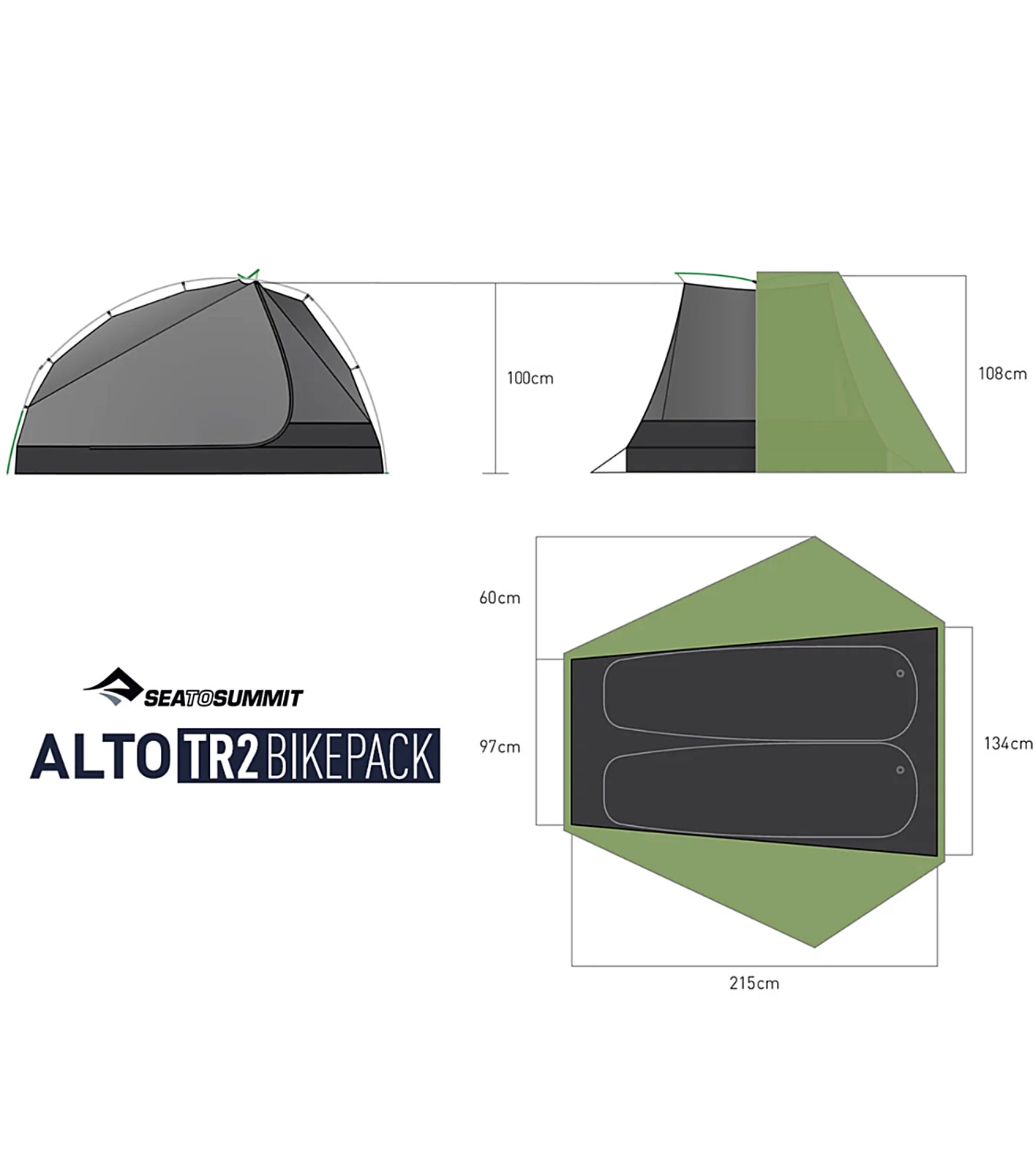 Sea To Summit Alto TR2 Ultralight Bikepack Tent (2 Person) - Green