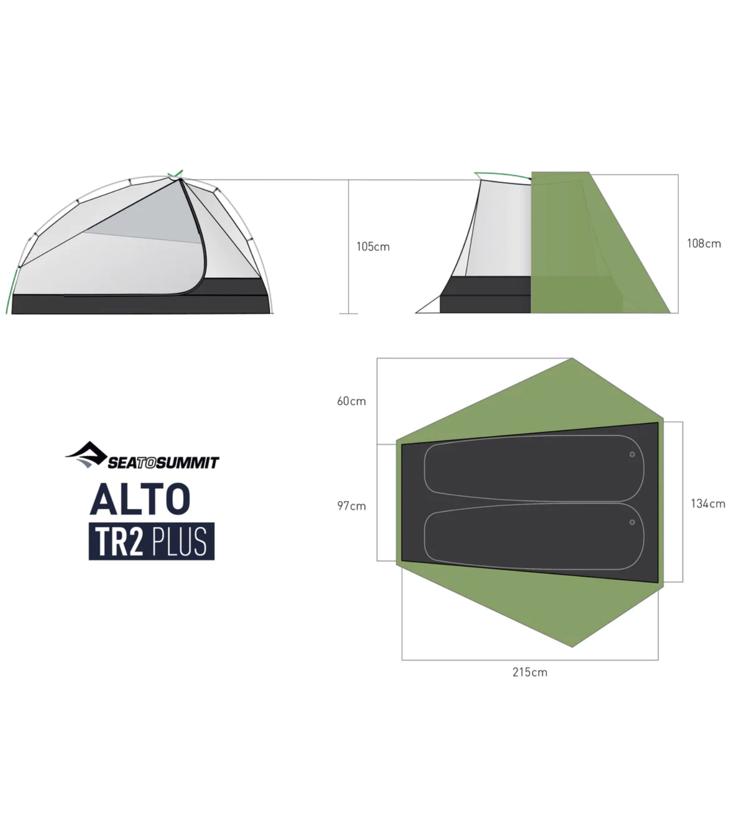 Sea To Summit Alto PLUS TR2 Ultralight Tent (2 Person) - Green