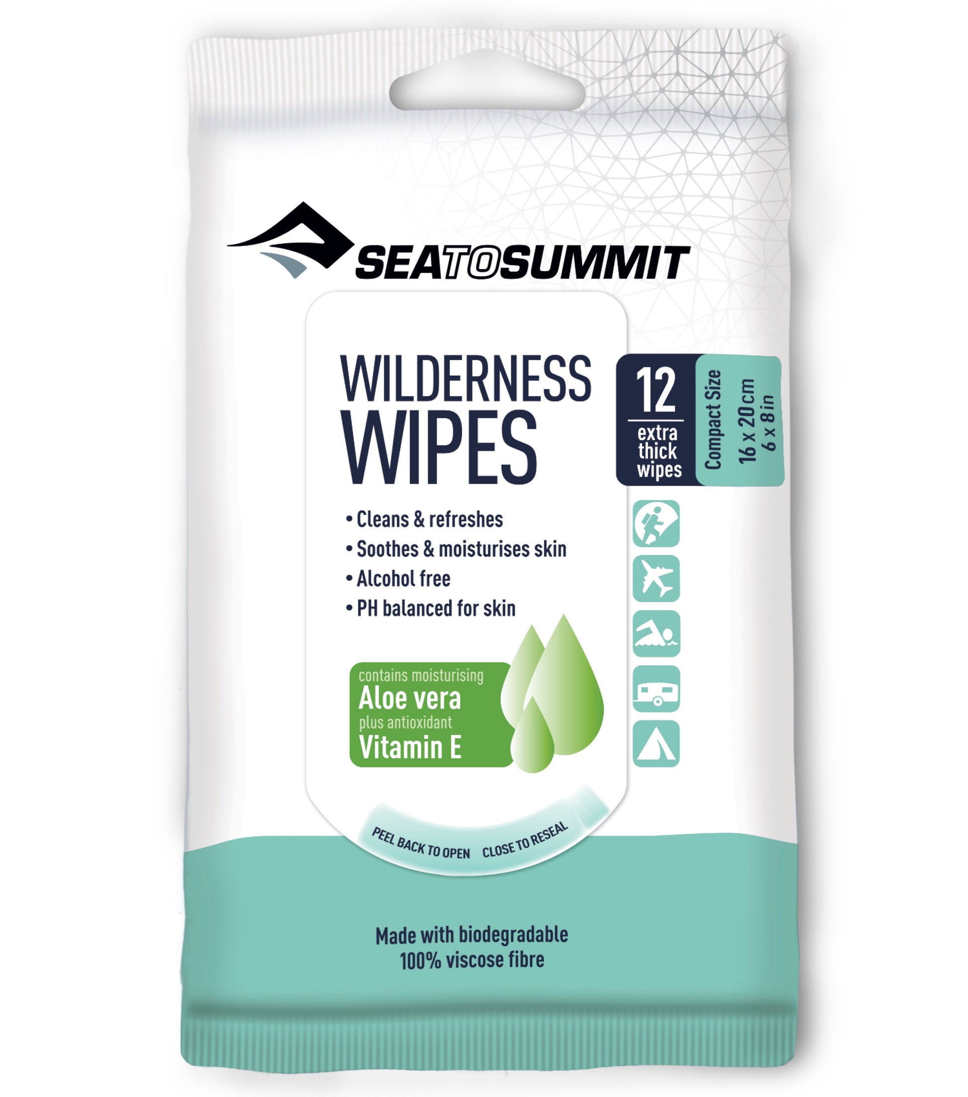 Sea to Summit Wilderness Wipes - Compact Size (12 Extra Thick Wipes)