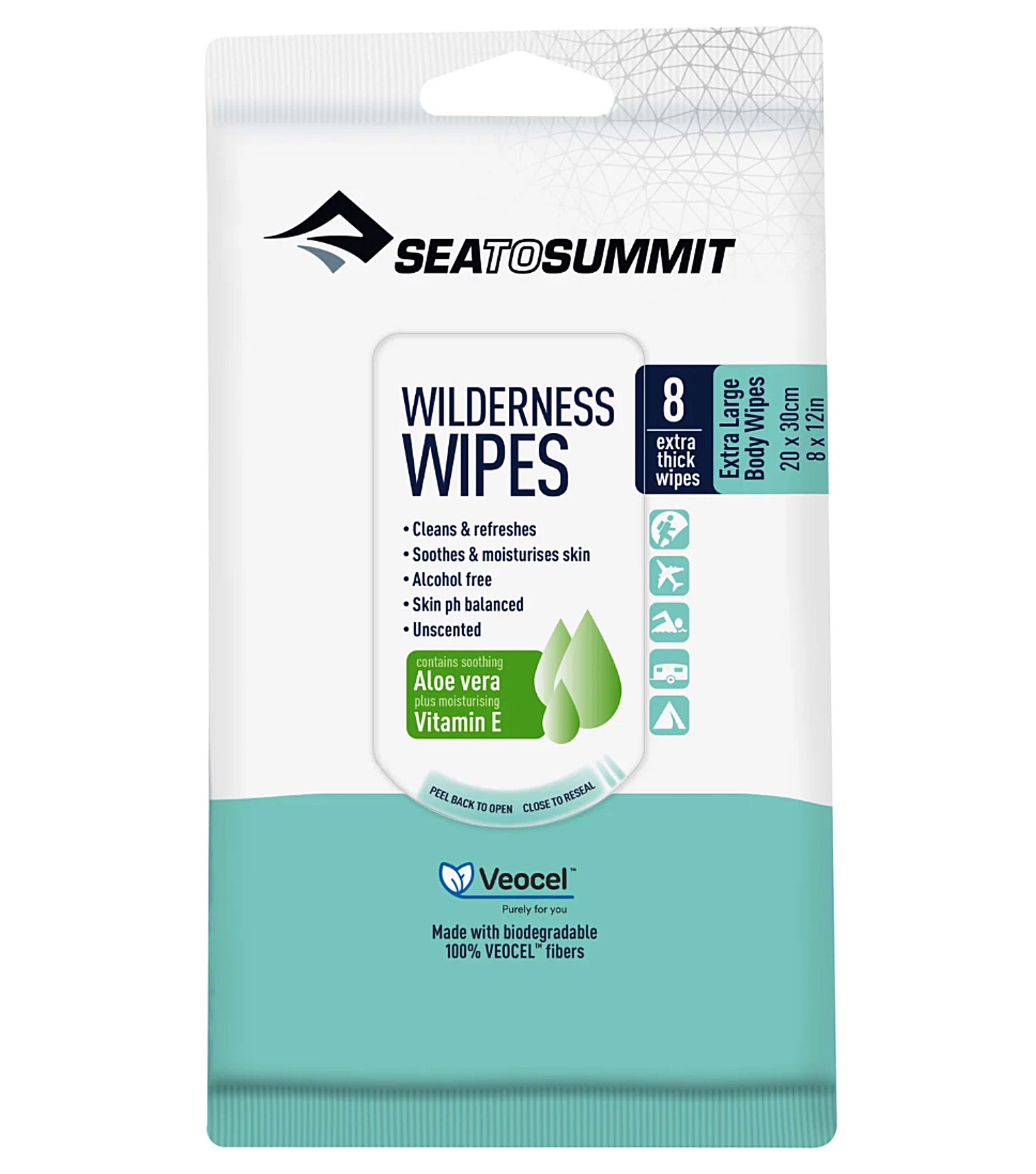 Sea to Summit Wilderness Wipes - Extra Large Size (8 Extra Thick Wipes)