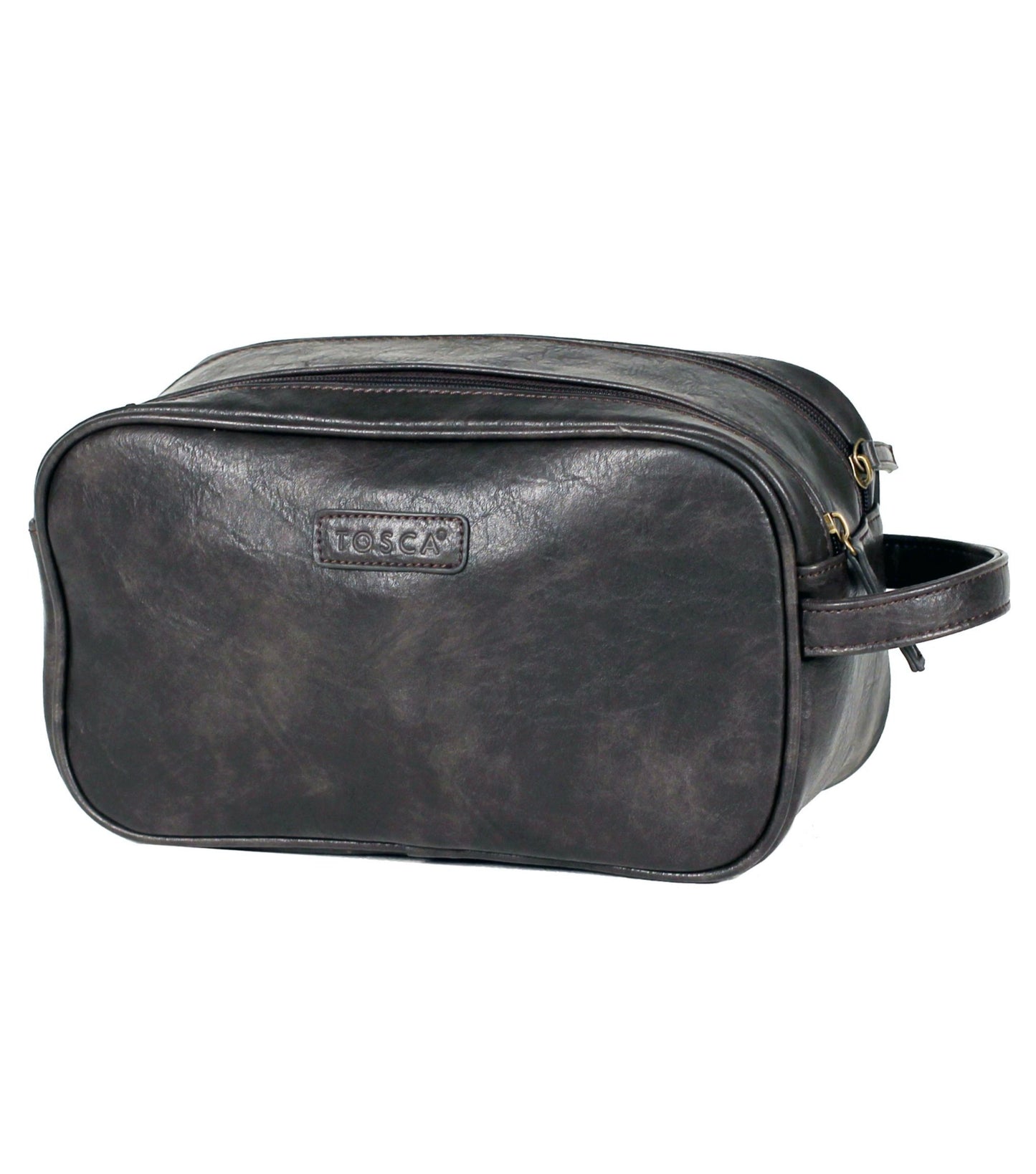 Tosca Vegan Leather Wash Bag - Ash Black