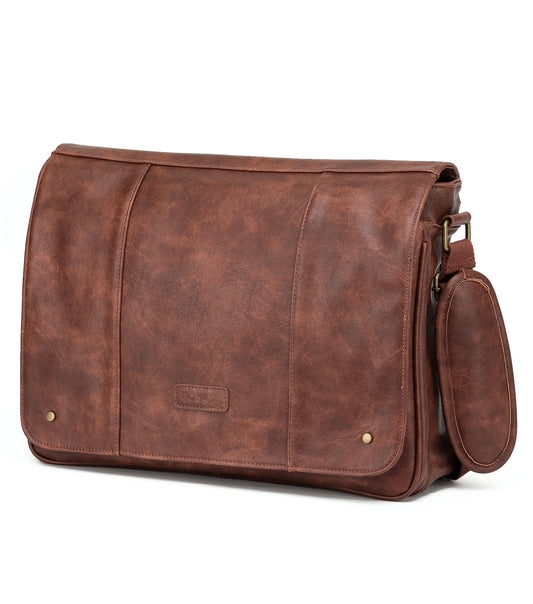 Tosca Vegan Leather 13" Laptop Messenger Bag - Brown