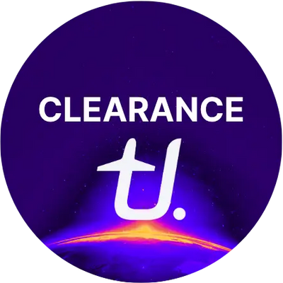 Clearance logo on a purple background