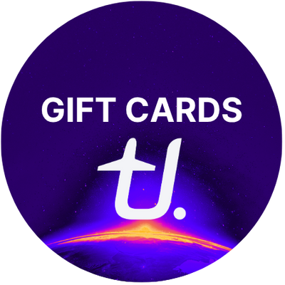 Gift cards with a logo on a purple background