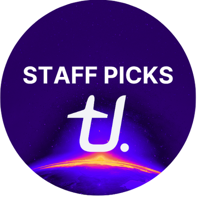 Circular logo with 'STAFF PICKS' text and a stylized letter 'U' on a purple background.