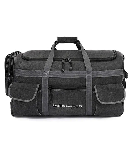 Bells Beach Canvas Wheeled Duffle Bag - Black