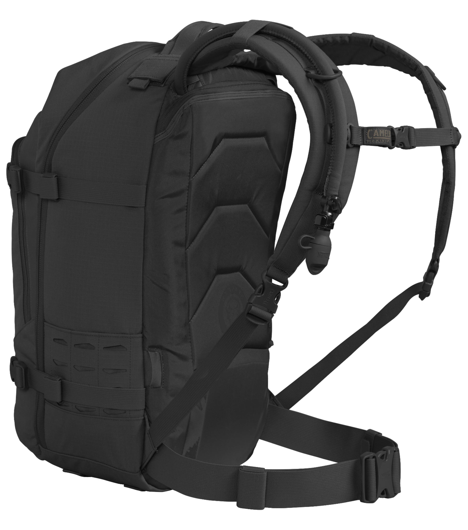 Zippered back panel access makes loading a full reservoir into hydration compartment easy