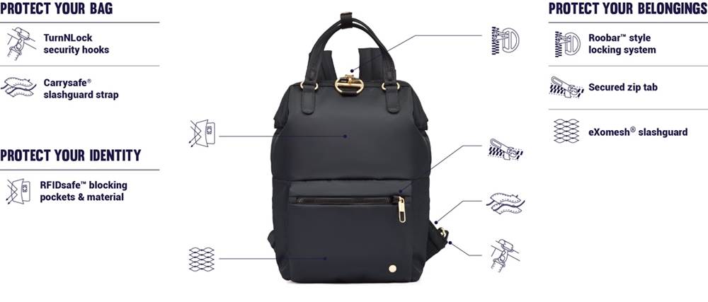 Pacsafe Citysafe CX Econyl Anti-Theft Mini Backpack - Black