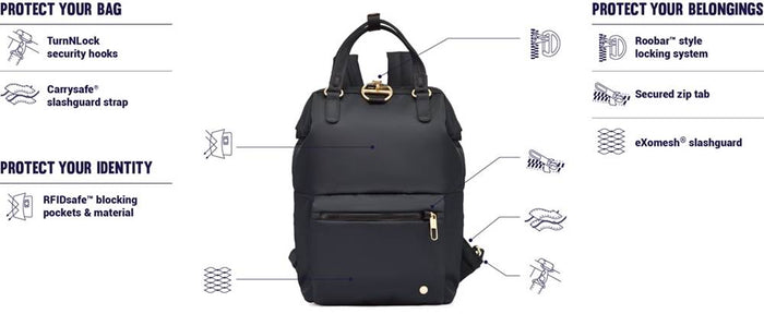 Pacsafe Citysafe CX Econyl Anti-Theft Mini Backpack - Black
