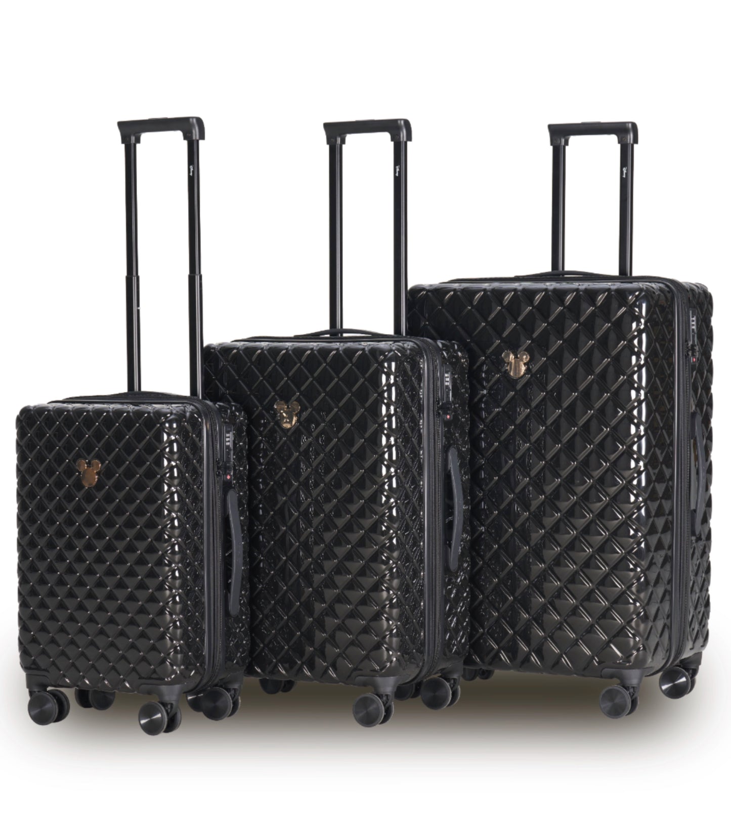 Disney Mickey 4-Wheel Spinner Suitcase Set of 3 - Black (Small, Med and Large)