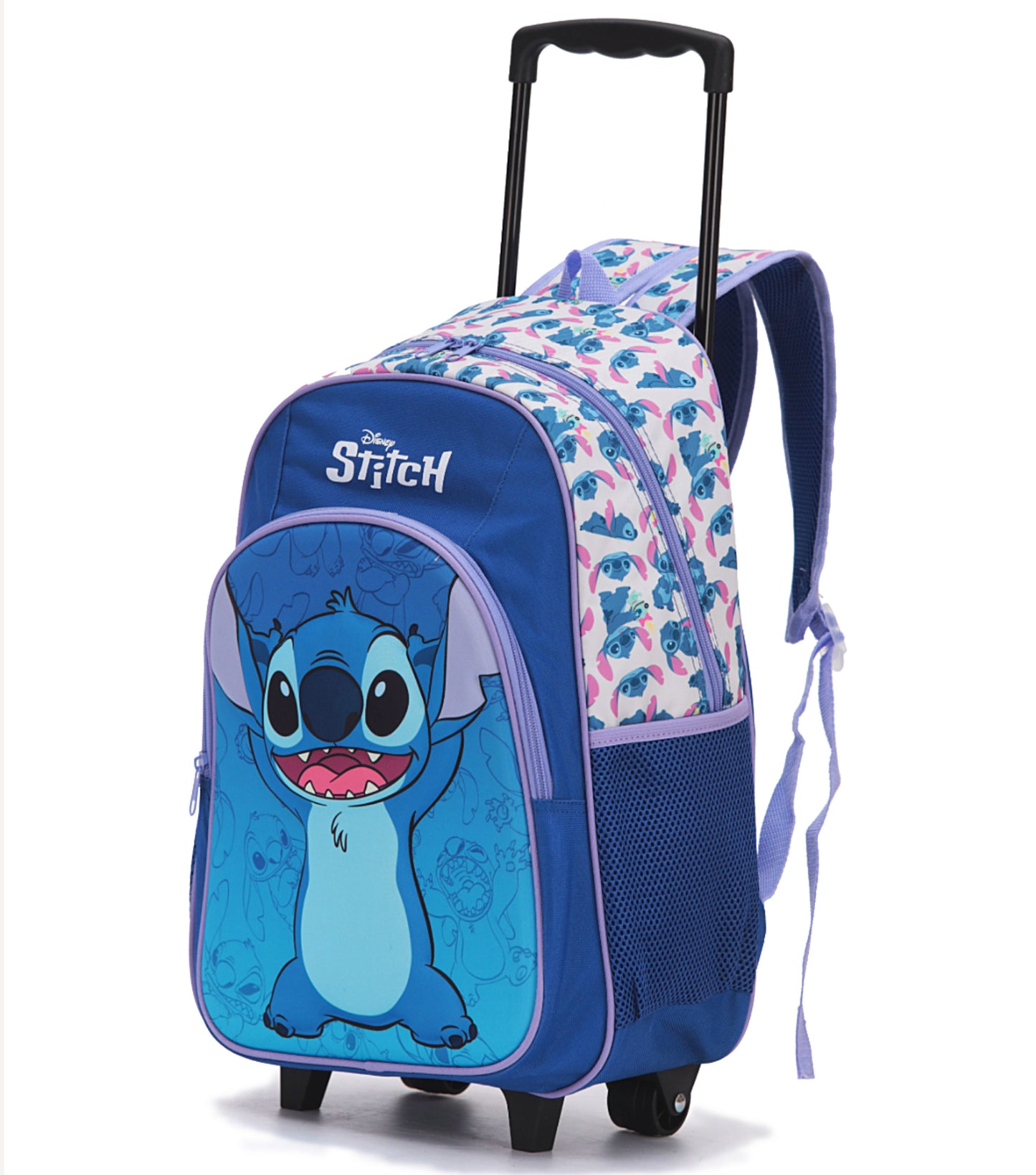 Disney Stitch Kids 17" Wheeled Backpack with 3D Front Panel - Purple