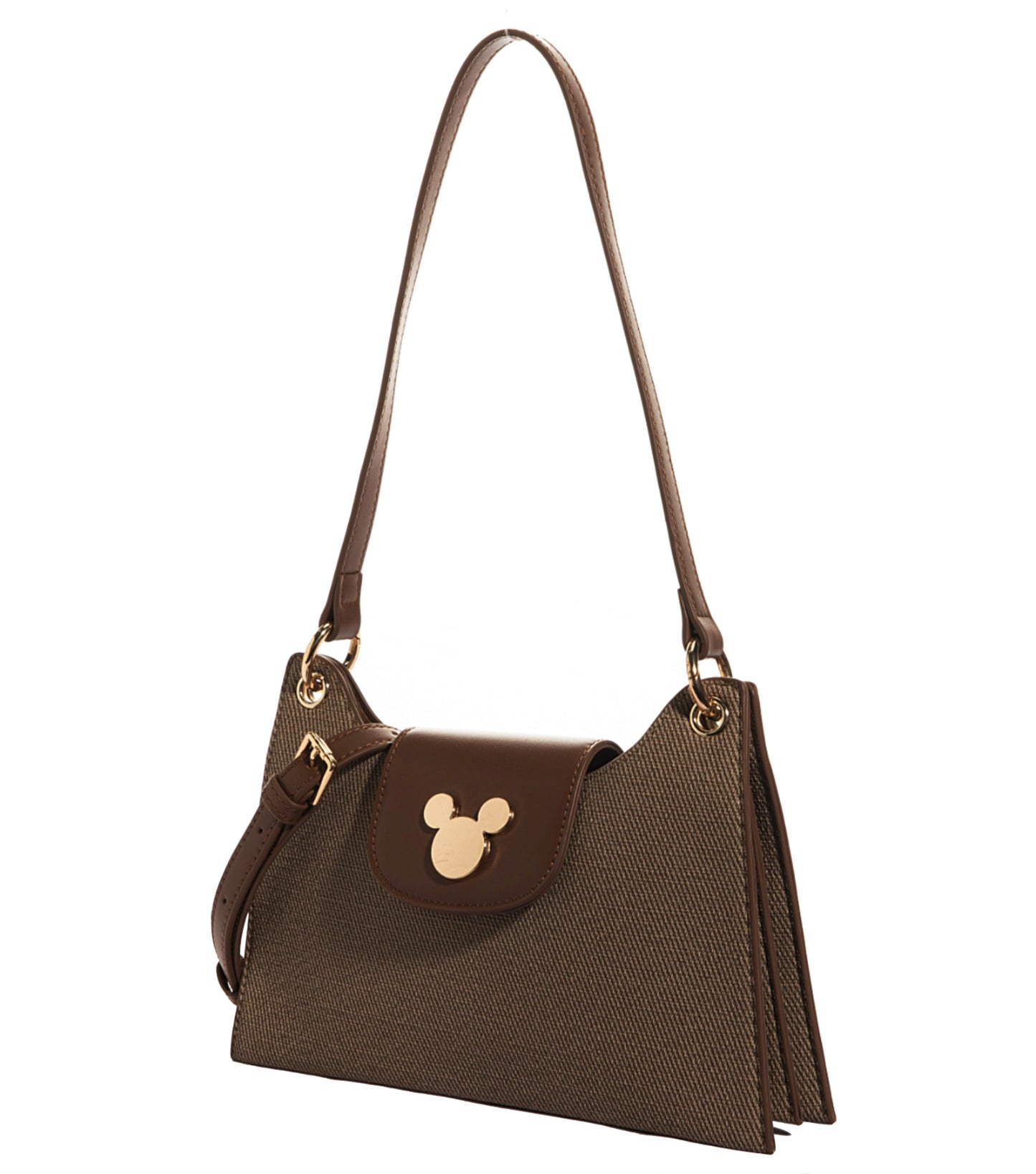 Disney Mickey Canvas Satchel Handbag - Brown