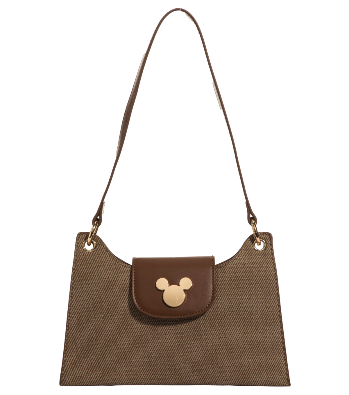 Disney Mickey Canvas Satchel Handbag - Brown