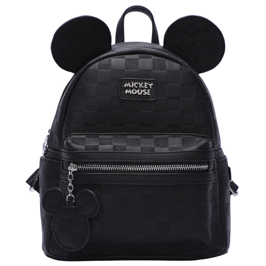 Disney Mickey Mouse Vegan Leather Grided Mini Backpack - Black