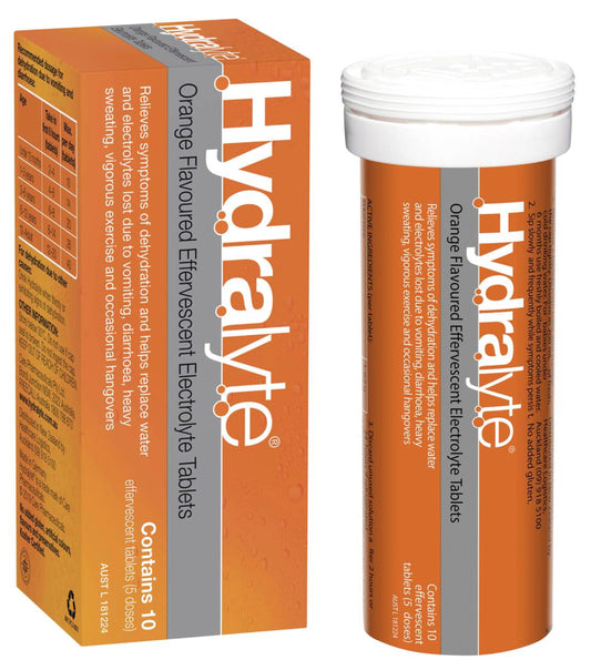 Hydralyte Effervescent Electrolyte Tablets Orange - 10 Pack